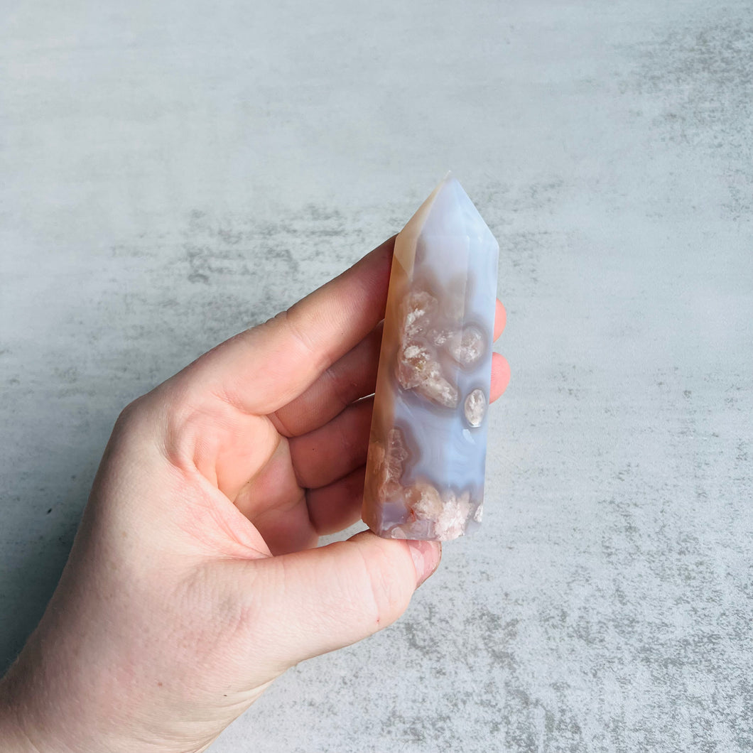 Pastel Blue Flower Agate Tower