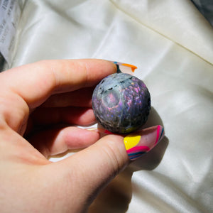 Rare Purple Labradorite Full Moon Sphere Carving 10
