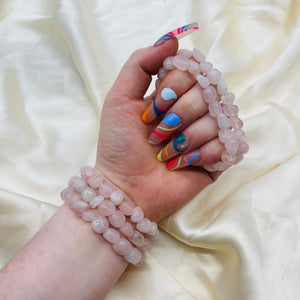 Tumbled Rose Quartz Crystal Stretch Bracelets (1)