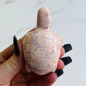 Pink Lace Agate Turtle Carving 1