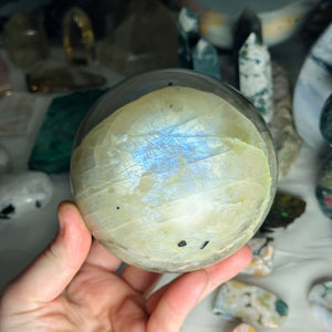XXL Celestial Garnierite (Green Moonstone) Sphere with Exquisite Flash