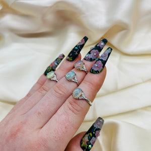 Opal Adjustable Sterling Silver Rings (Style 2)