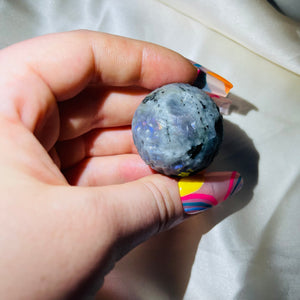 Rare Purple Labradorite Full Moon Sphere Carving 3