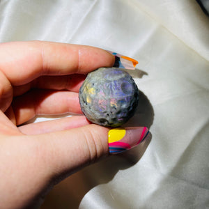 Rare Purple Labradorite Full Moon Sphere Carving 2