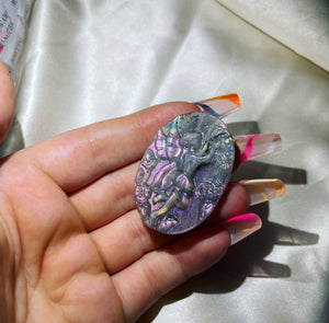 Rare Vivid Purple Flash Labradorite Fae Portal Carving