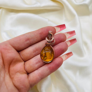 Natural Amber Wire Wrapped Pendant 2