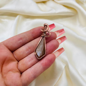 Peach Moonstone Wire Wrapped Pendant