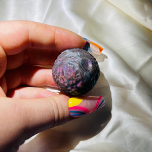 Rare Purple Labradorite Full Moon Sphere Carving 5