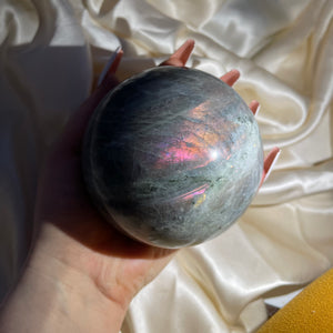 XL Half Pink Half Purple Labradorite Sphere (2lb12oz!)
