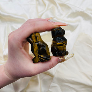 ONE Tigers Eye Dog Carving