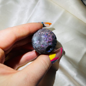Rare Purple Labradorite Full Moon Sphere Carving 7