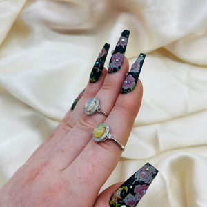 Opal Adjustable Sterling Silver Rings (Style 5)