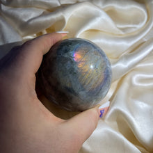 Load image into Gallery viewer, Sunrise Labradorite Sphere with purple and pink flashes (over 1lb!)
