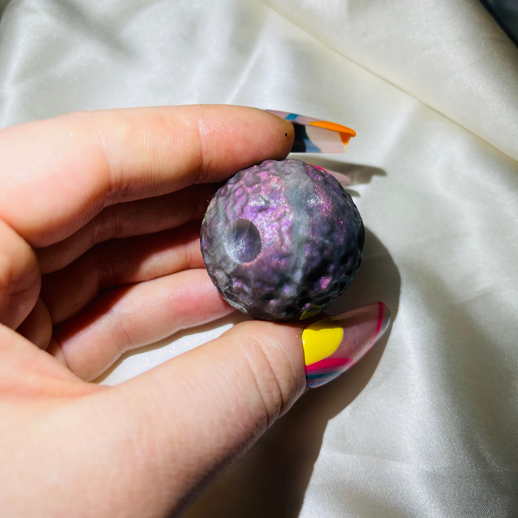 Rare Purple Labradorite Full Moon Sphere Carving 9