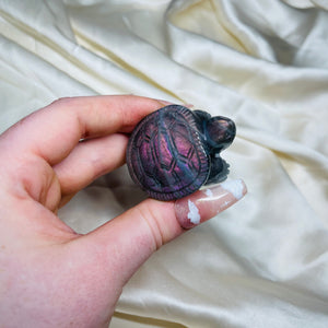 Rare Purple/Pink Labradorite Turtle Carving 2