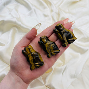 ONE Tigers Eye Dog Carving