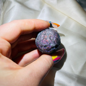 Rare Purple Labradorite Full Moon Sphere Carving 8