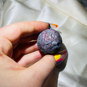 Rare Purple Labradorite Full Moon Sphere Carving 8