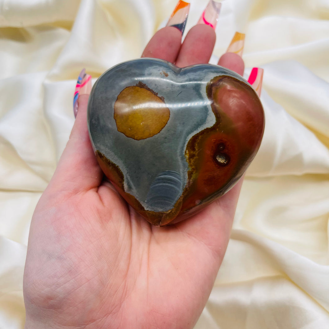 Polychrome Jasper Heart Carving 11 (chipped)