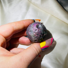 Load image into Gallery viewer, Rare Purple Labradorite Full Moon Sphere Carving 9
