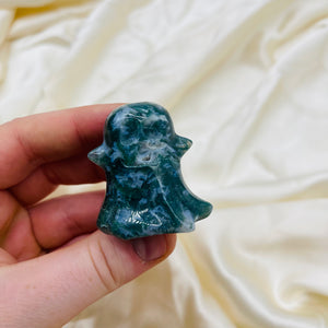 Moss Agate Ghost Carvings