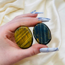 Load image into Gallery viewer, ONE High Quality Tigers Eye Palmstone (some are Blue Tigers Eye)
