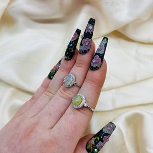 Opal Adjustable Sterling Silver Rings (Style 5)