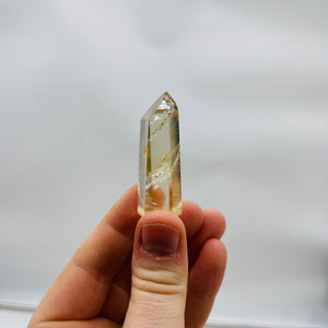 Natural Honey Champagne Citrine Tower with High Clarity and a Mini Rainbow in the Tip