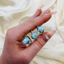 Load image into Gallery viewer, Larimar Adjustable Sterling Silver Rings
