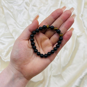 Obsidian with Tigers Eye Crystal Stretch Bracelets