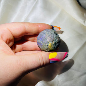 Rare Purple Labradorite Full Moon Sphere Carving 2