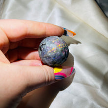 Load image into Gallery viewer, Rare Purple Labradorite Full Moon Sphere Carving 4
