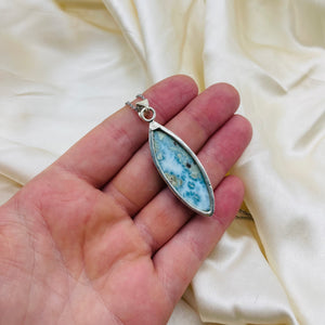 Larimar Marquise Pendant set in Sterling Silver