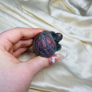 Rare Purple/Pink Labradorite Turtle Carving 2