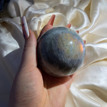 Load image into Gallery viewer, Sunrise Labradorite Sphere with purple and pink flashes (over 1lb!)
