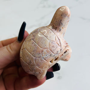 Pink Lace Agate Turtle Carving 1