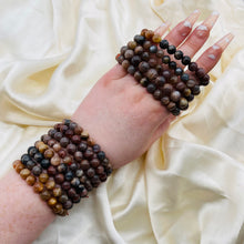 Load image into Gallery viewer, Mixed Peach &amp; Black Moonstone Crystal Stretch Bracelets
