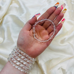 Perfect Clarity Clear Quartz Crystal Stretch Bracelets (1)
