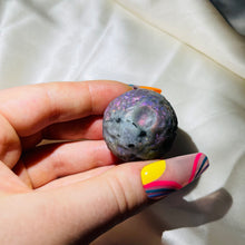 Load image into Gallery viewer, Rare Purple Labradorite Full Moon Sphere Carving 10
