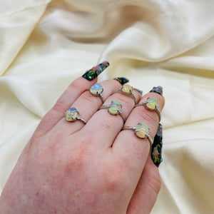 Opal Adjustable Sterling Silver Rings (Style 1)