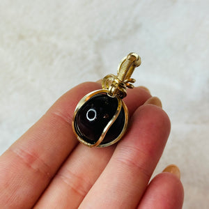 Star Garnet Sphere with Continual Asterism in 14k Gold Fill