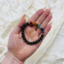 Load image into Gallery viewer, Obsidian with Chakra Beads Crystal Stretch Bracelets

