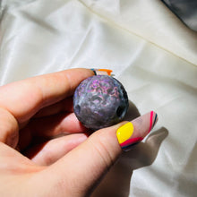 Load image into Gallery viewer, Rare Purple Labradorite Full Moon Sphere Carving 8
