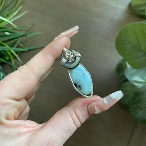 Larimar x Abalone x Sterling Silver Wire: The Moonlight Collection