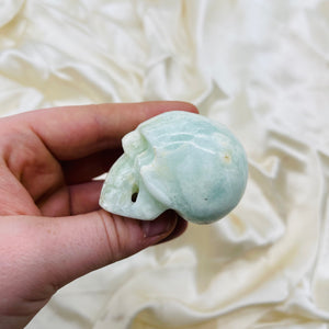 Pistachio Calcite Skull Carving