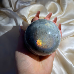 Sunrise Labradorite Sphere with purple and pink flashes (over 1lb!)