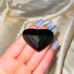 Rainbow Obsidian Heart Carvings (larger, 1)