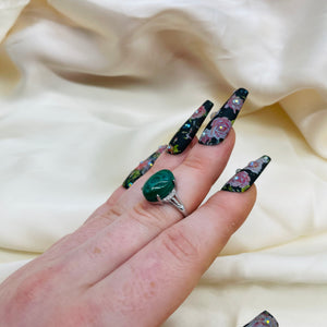 Malachite Sterling Silver Ring Style 4